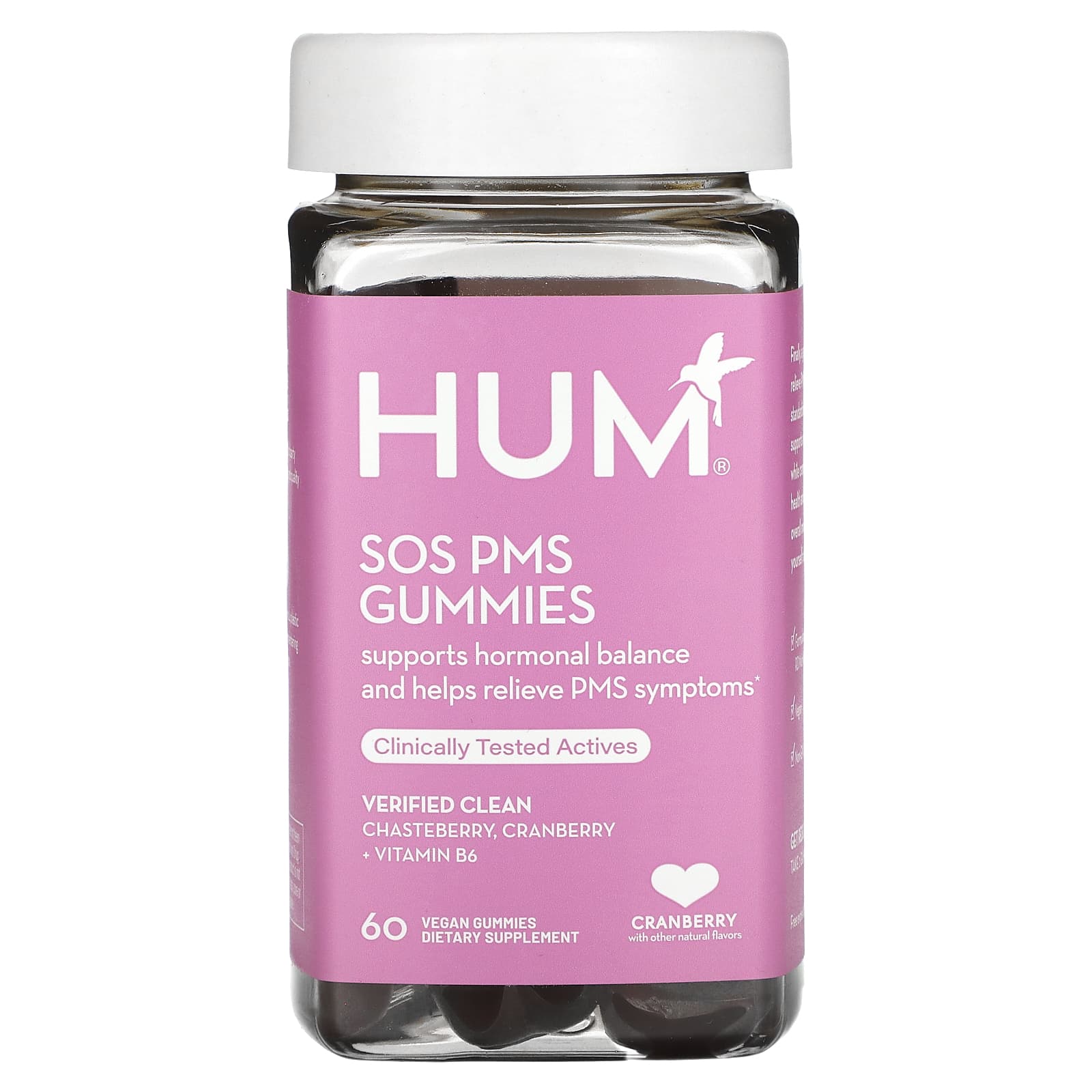 HUM Nutrition, Natural PMS Relief Gummies with Chasteberry, Cranberry, and B6 - Image 1