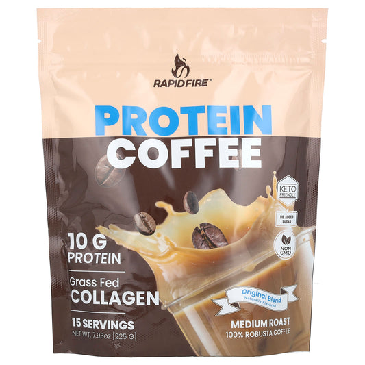 RAPIDFIRE, Protein Coffee, Original Blend, Medium Roast, 7.93 oz (225 g) - Image 1