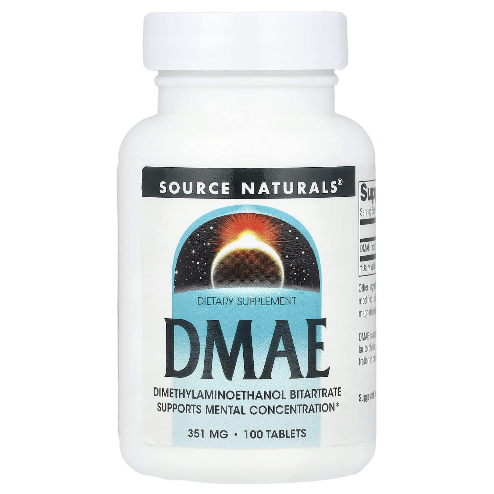 Source Naturals, DMAE , 351 mg , 100 Tablets - Image 1