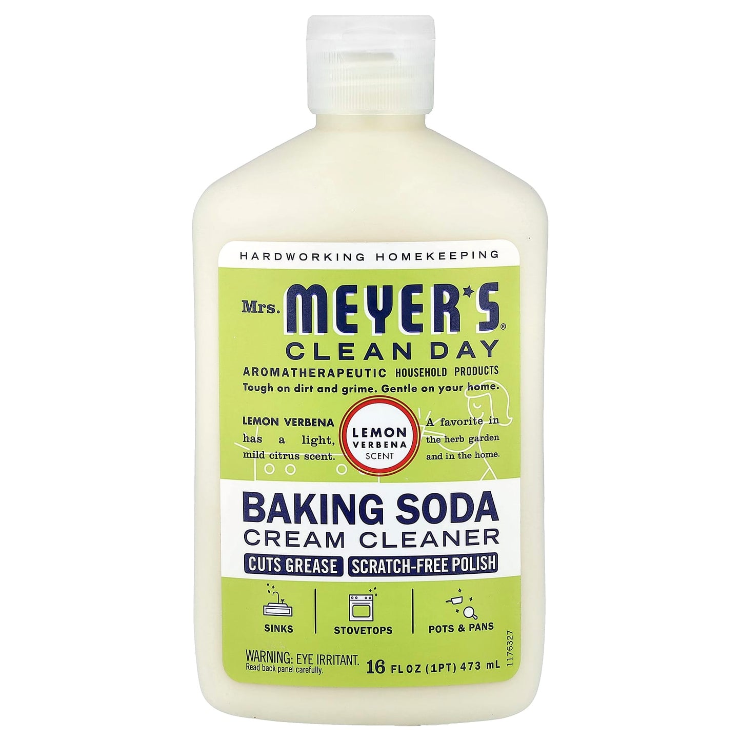 Mrs. Meyers Clean Day, Baking Soda Cream Cleanser, Lemon Verbena, 16 fl oz (473 ml) - Image 1