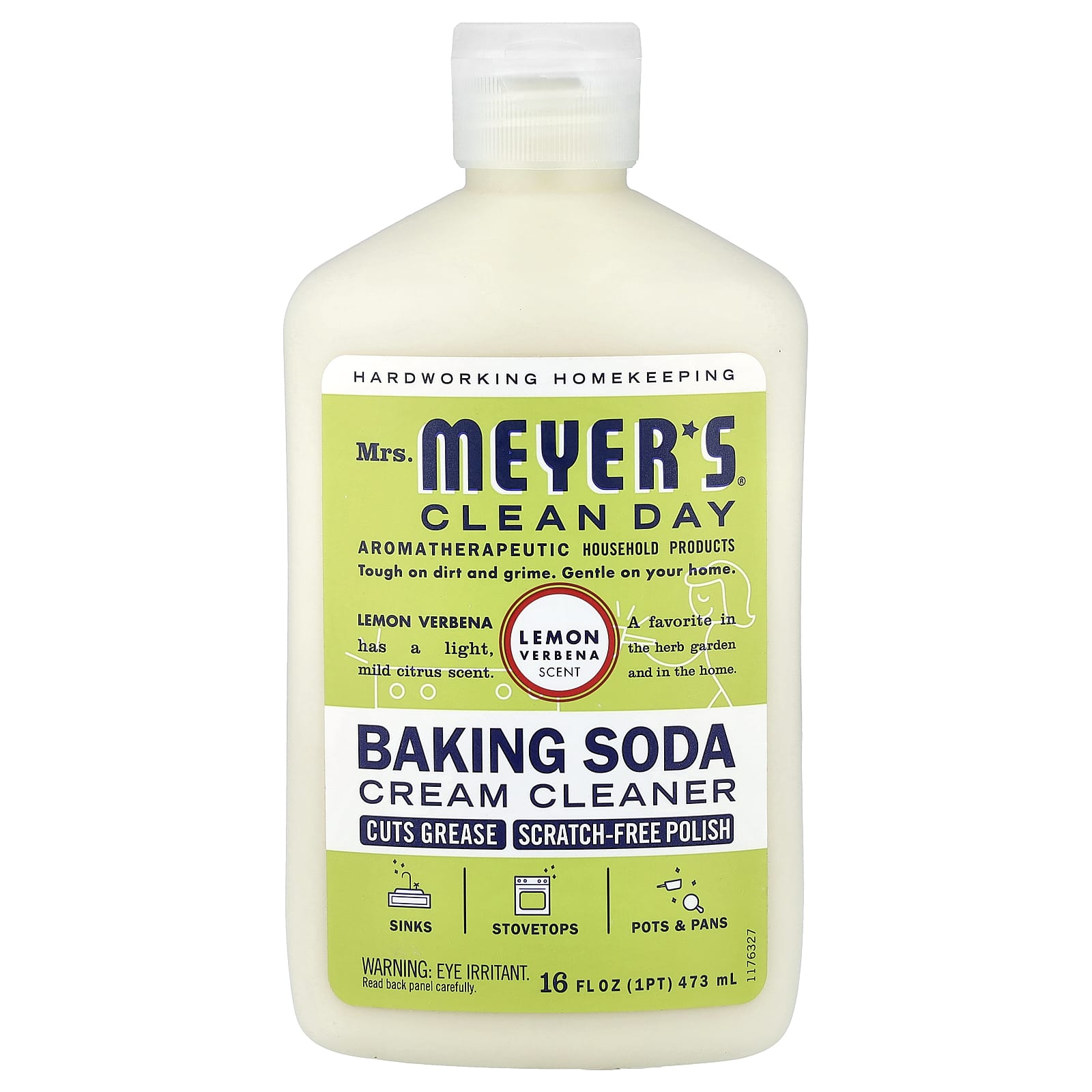 Mrs. Meyers Clean Day, Baking Soda Cream Cleanser, Lemon Verbena, 16 fl oz (473 ml) - Image 1