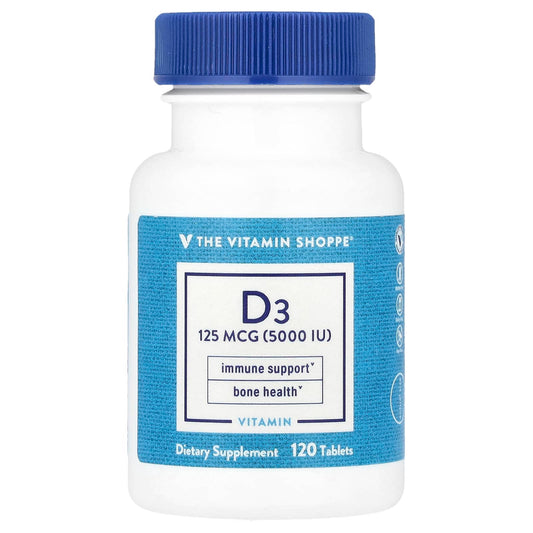 The Vitamin Shoppe, Vitamin D3, 125 mcg (5,000 IU) , 120 Tablets - Image 1