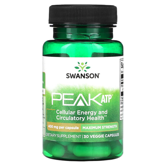 Swanson, Peak ATP, Maximum Strength, 400 mg, 30 Veggie Capsules - Image 1