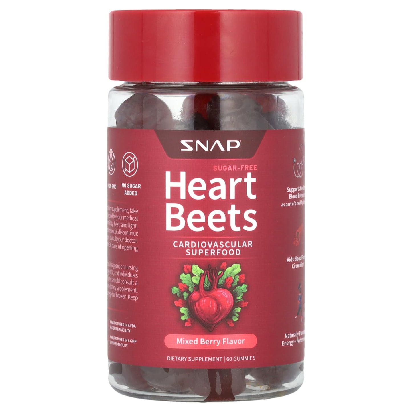 Snap Supplements, Heart Beets, Mixed Berry, 60 Gummies - Image 1