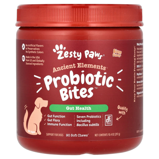 Zesty Paws, Ancient Elements, Probiotic Bites, For Dogs, All Ages, Bison, 90 Soft Chews, 10.4 oz (297 g) - Image 1