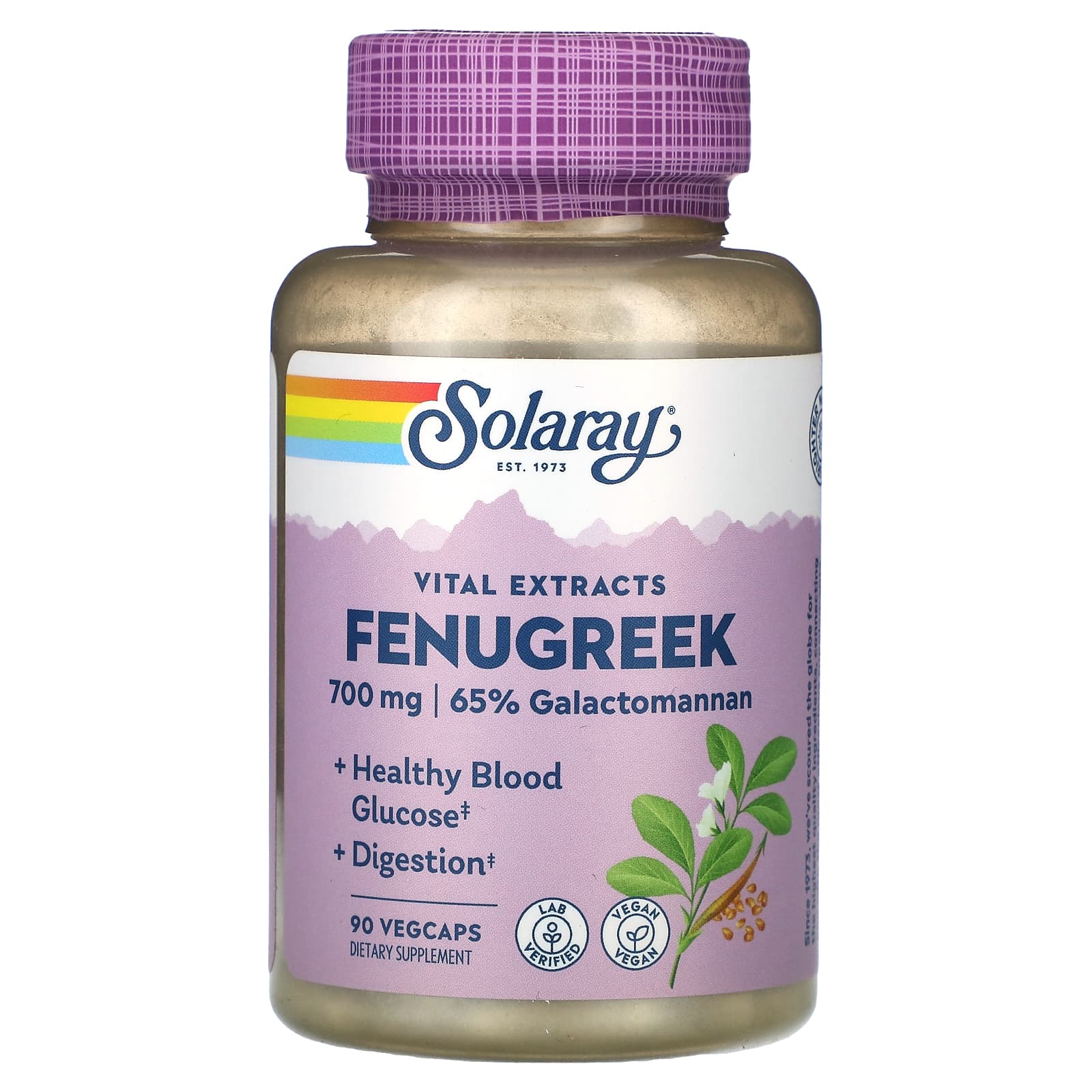 Solaray, Vital Extracts, Fenugreek, 90 VegCaps - Image 1