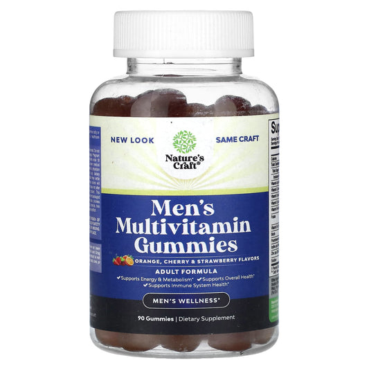 Nature's Craft, Men's Multivitamin Gummies, Orange, Cherry & Strawberry , 90 Gummies - Image 1