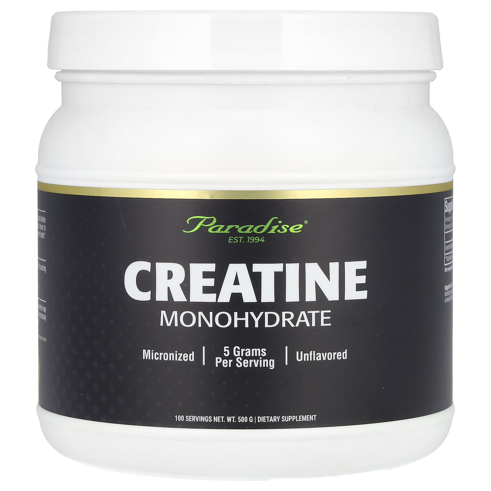 Paradise Herbs, Creatine Monohydrate, Unflavored, 500 g - Image 1