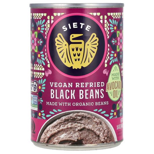 Siete, Vegan Refried Black Beans, 16 oz (454 g) - Image 1