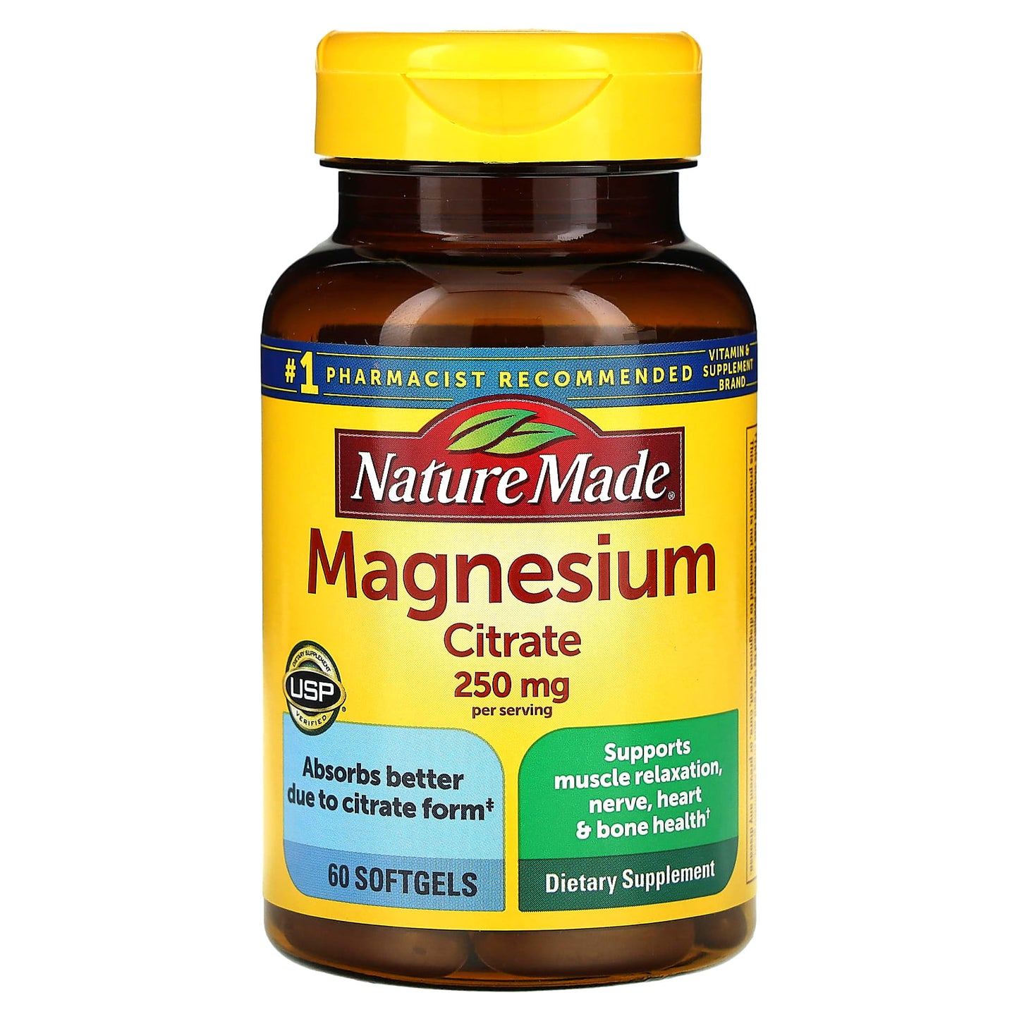 Nature Made, Magnesium Citrate, 60 Softgels (125 mg per Softgel) - Image 1