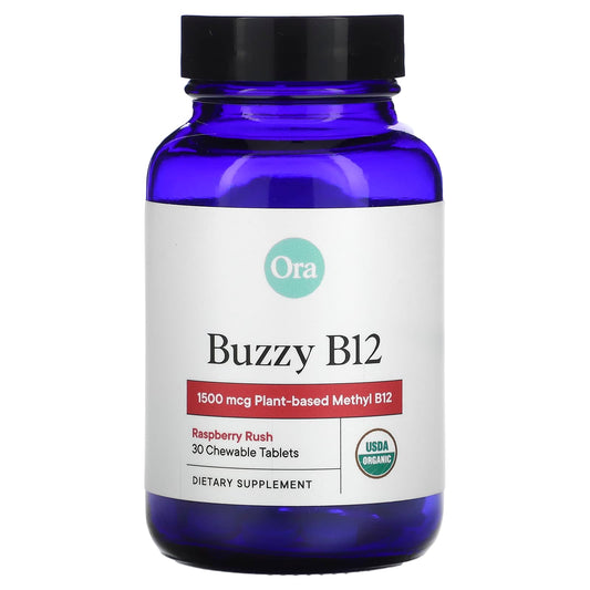 Ora, Buzzy B12, Raspberry Rush, 1,500 mcg, 30 Chewable Tablets - Image 1