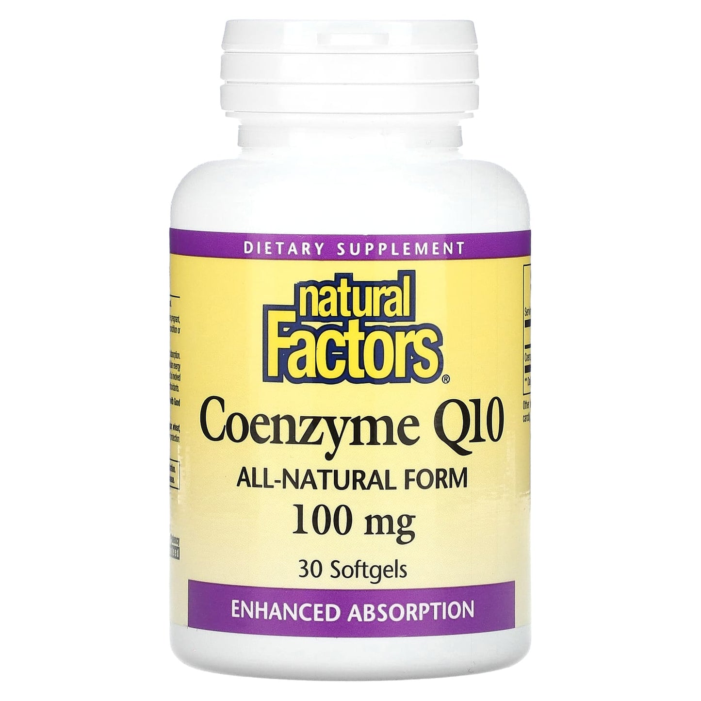 Natural Factors, Coenzyme Q10, 100 mg, 30 Softgels - Image 1