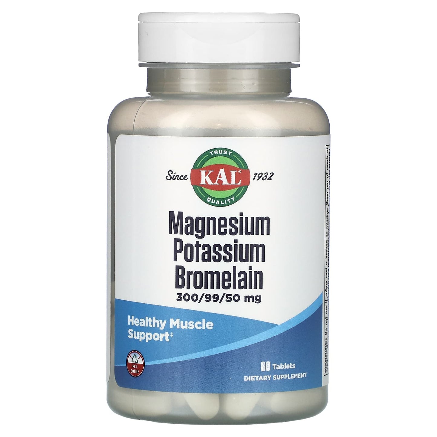 Magnesium Potassium Bromelain Supplement for Healthy Muscles & Cardiovascular Support - 60 Tablets - Image 1