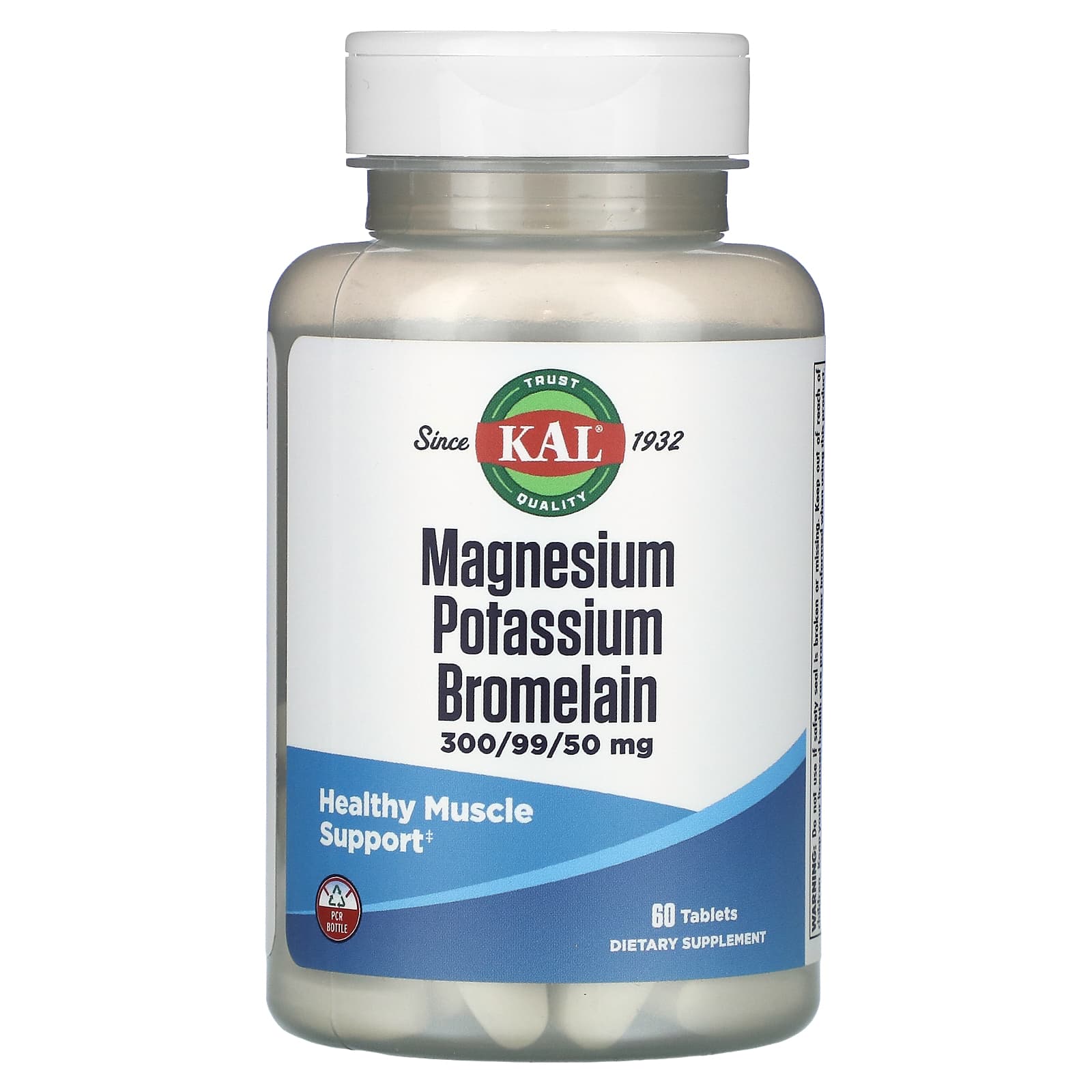 Magnesium Potassium Bromelain Supplement for Healthy Muscles & Cardiovascular Support - 60 Tablets - Image 1