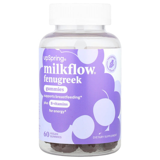 UpSpring, Milkflow® Fenugreek Gummies, Real Grape , 60 Vegan Gummies - Image 1