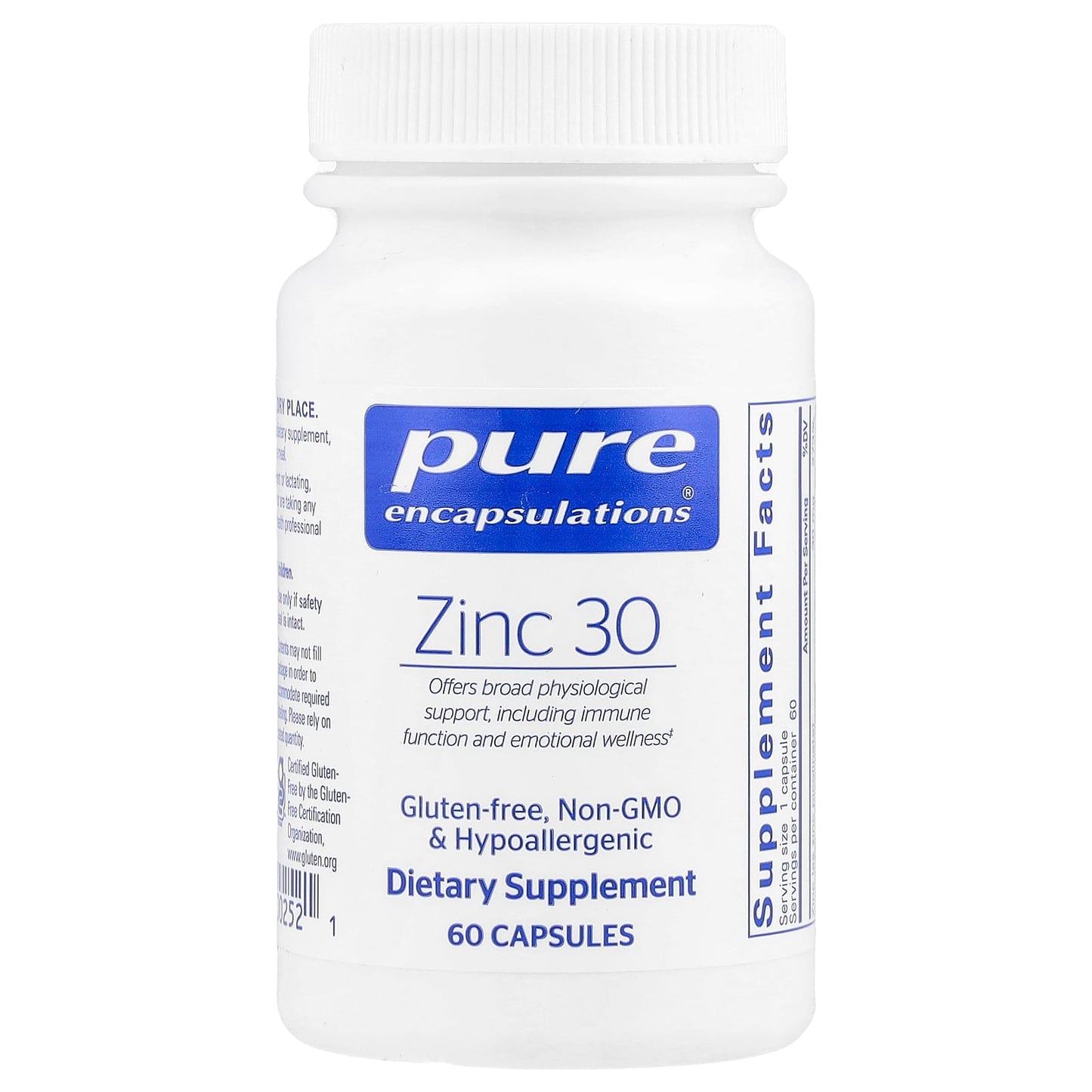 Pure Encapsulations, Zinc 30, 60 Capsules (30 mg per Capsule) - Image 1