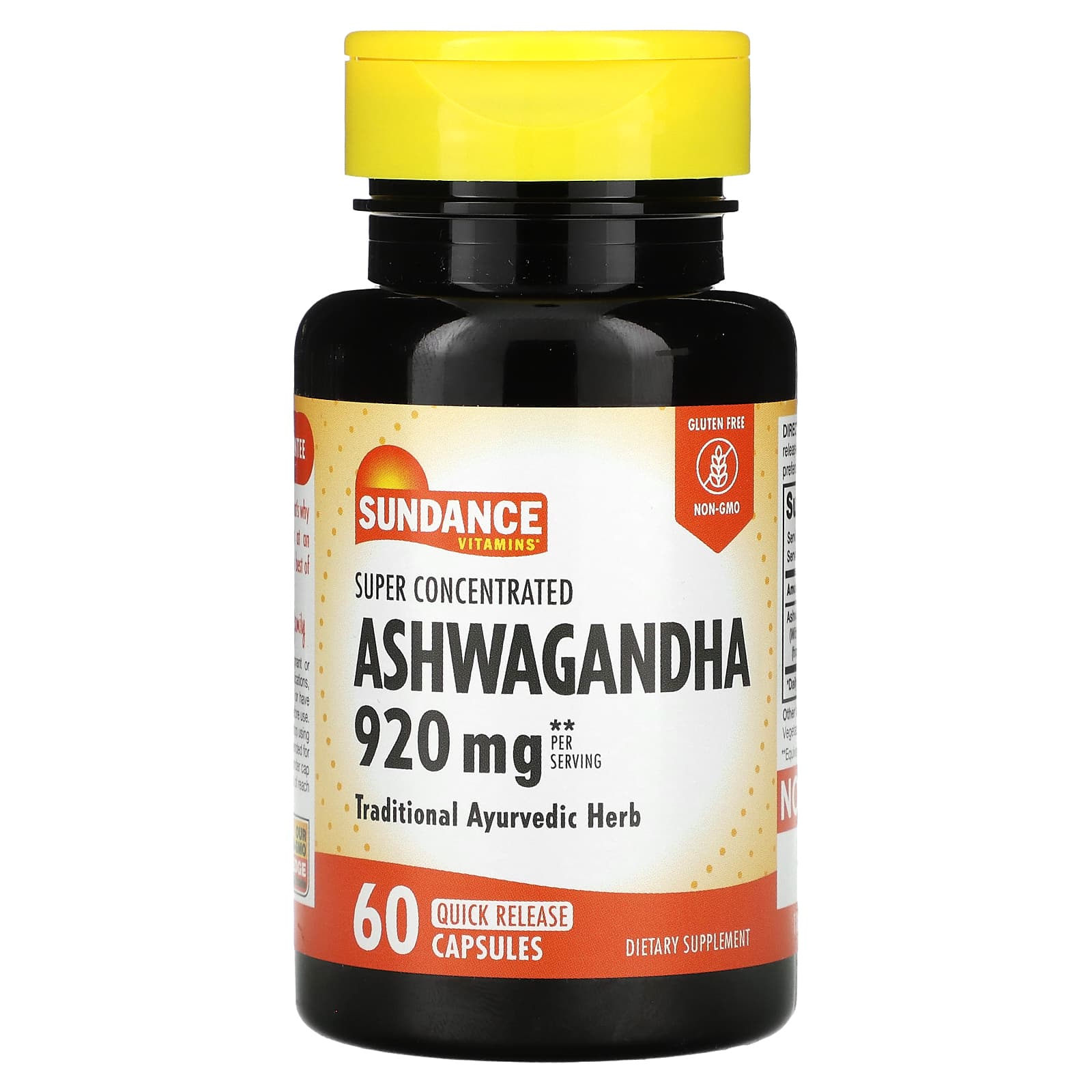 Sundance Vitamins, Super Concentrated Ashwagandha, 60 Quick Release Capsules (460 mg per Capsule) - Image 1