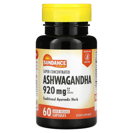 Sundance Vitamins, Super Concentrated Ashwagandha, 60 Quick Release Capsules (460 mg per Capsule) - Image 1