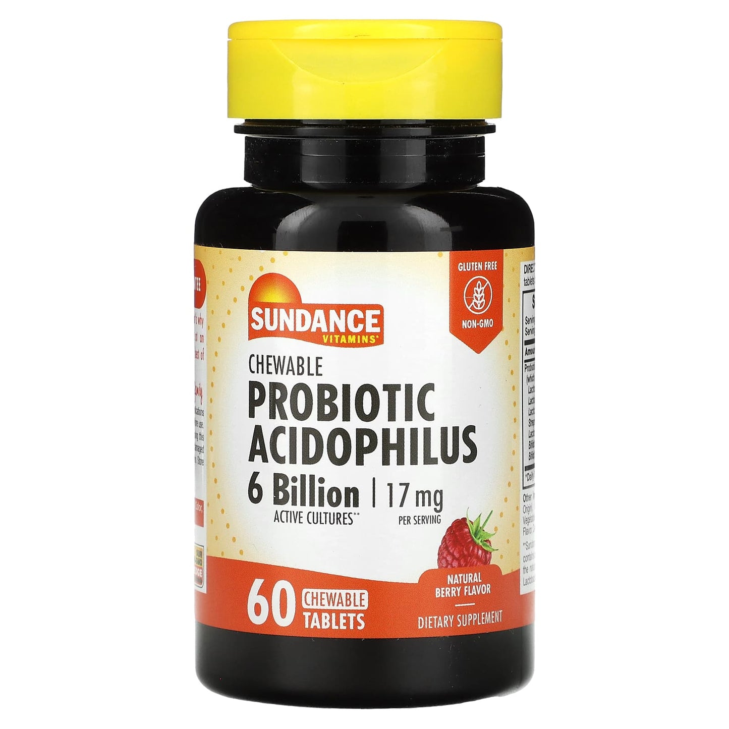 Sundance Vitamins, Chewable Probiotic Acidophilus, Natural Berry, 6 Billion, 60 Chewable Tablets (3 Billion per Tablet) - Image 1