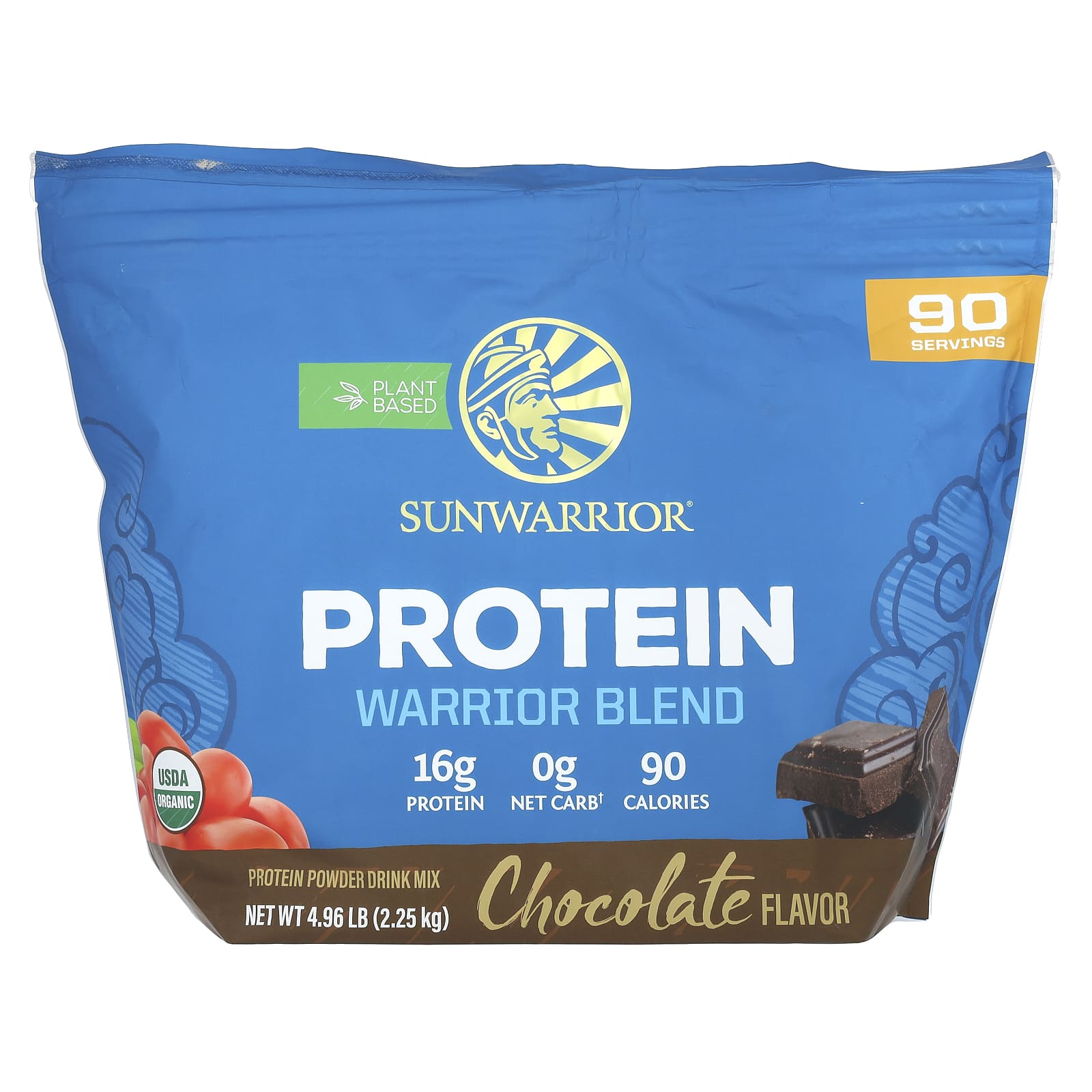 Sunwarrior, Warrior Blend, Protein, Chocolate, 4.96 lb (2.25 kg) - Image 1