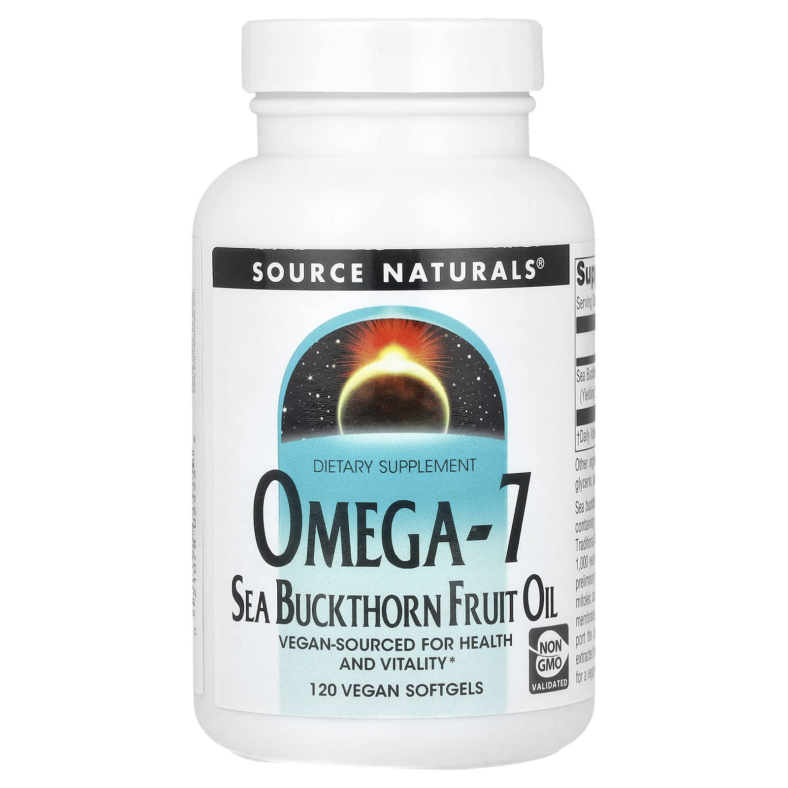 Source Naturals, Omega-7, Sea Buckthorn Fruit Oil, 500 mg, 120 Vegan Softgels - Image 1