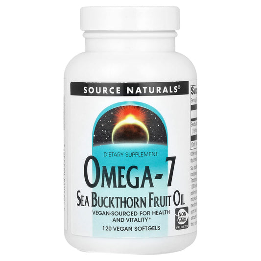 Source Naturals, Omega-7, Sea Buckthorn Fruit Oil, 500 mg, 120 Vegan Softgels - Image 1