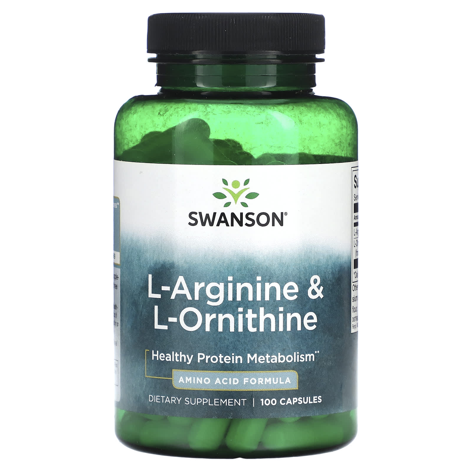 Swanson, L-Arginine & L-Ornithine, 100 Capsules - Image 1
