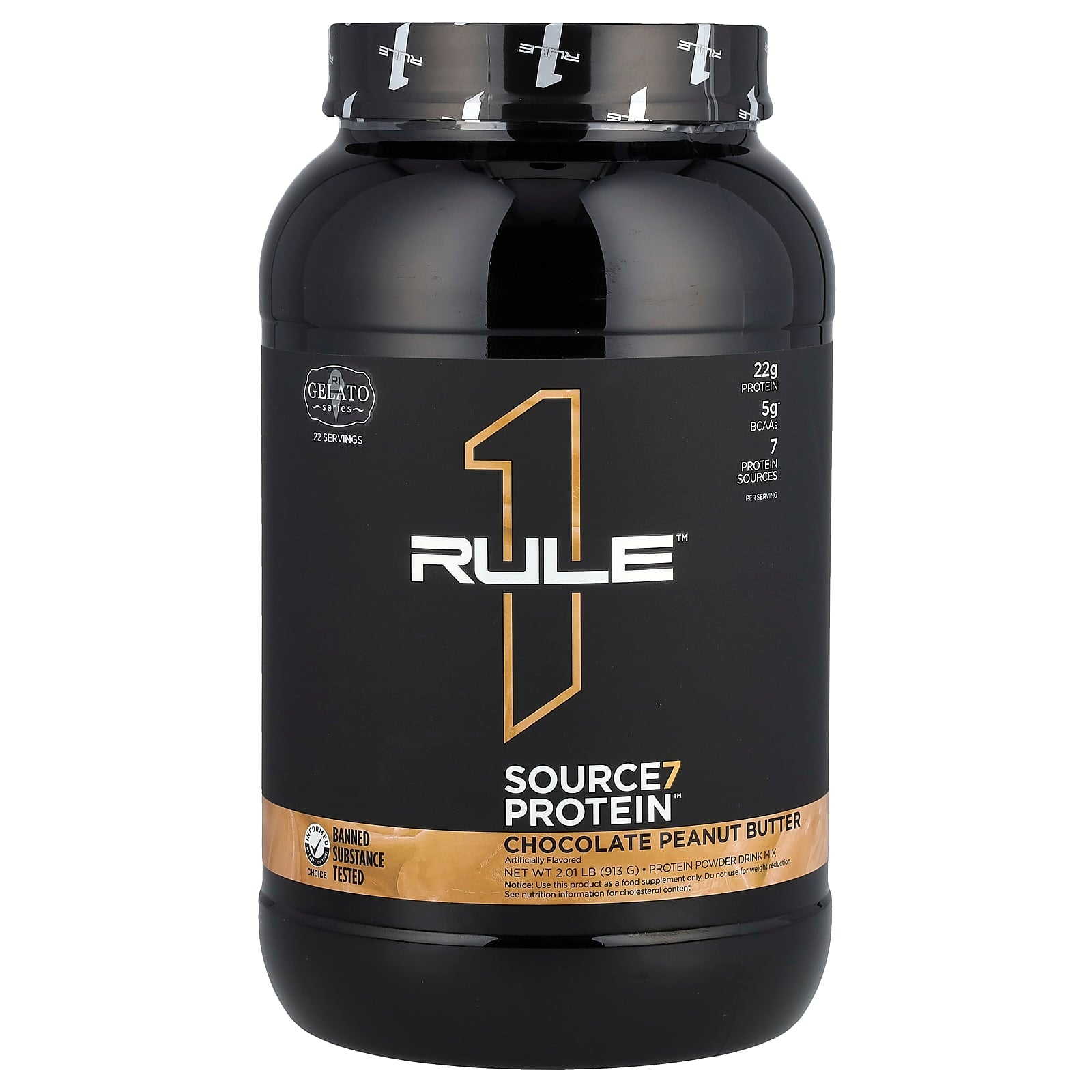 Rule One Proteins, Source7 Protein Powder Drink Mix, Chocolate Peanut Butter, 2.01 lb (913 g) - Image 1