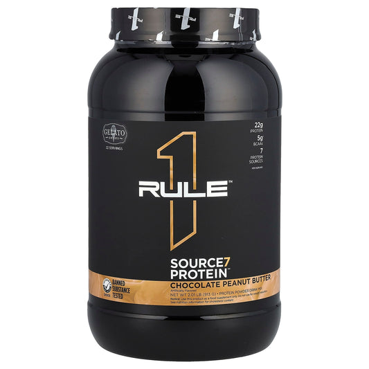 Rule One Proteins, Source7 Protein Powder Drink Mix, Chocolate Peanut Butter, 2.01 lb (913 g) - Image 1