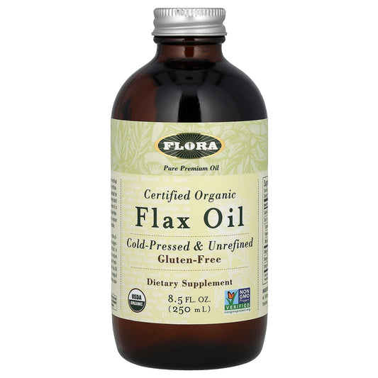 Certified Organic Flax Oil by Flora - 250ml Cold Pressed - Image 1