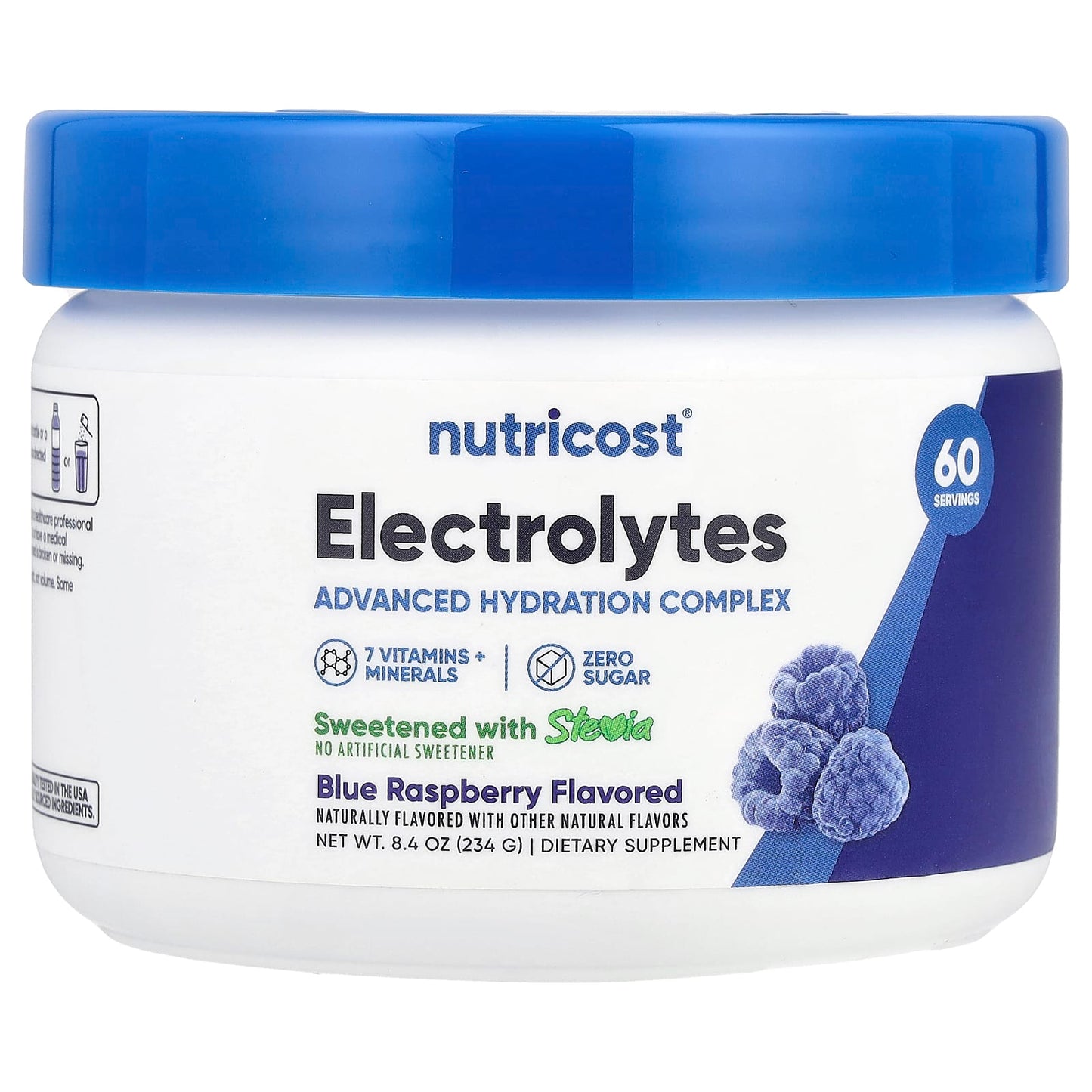Nutricost, Electrolytes, Advanced Hydration Complex, Blue Raspberry, 8.4 oz (234 g) - Image 1
