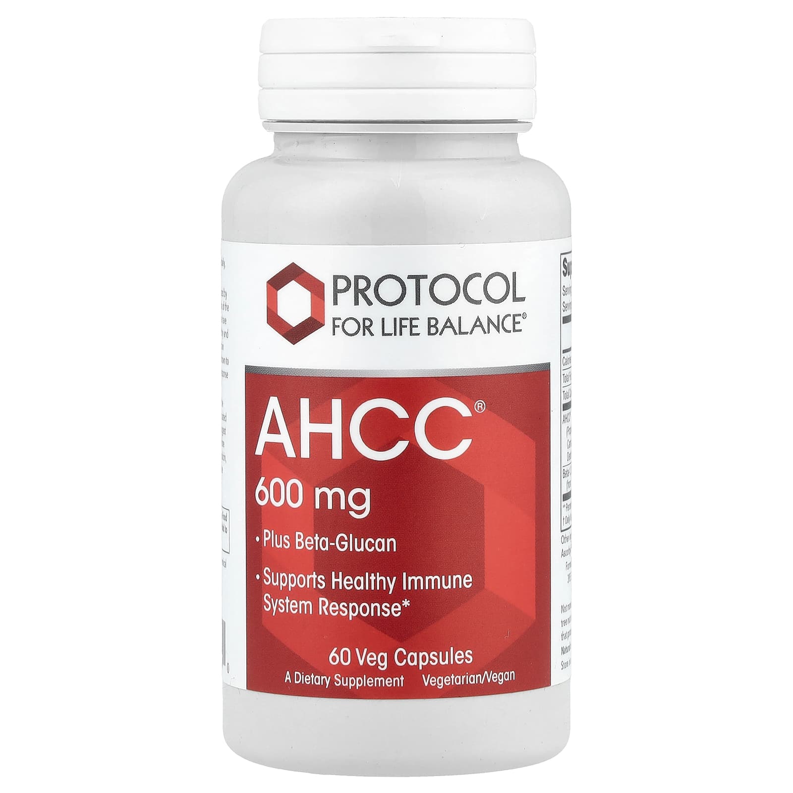 Protocol for Life Balance, AHCC® Plus Beta-Glucan, 60 Veg Capsules - Image 1