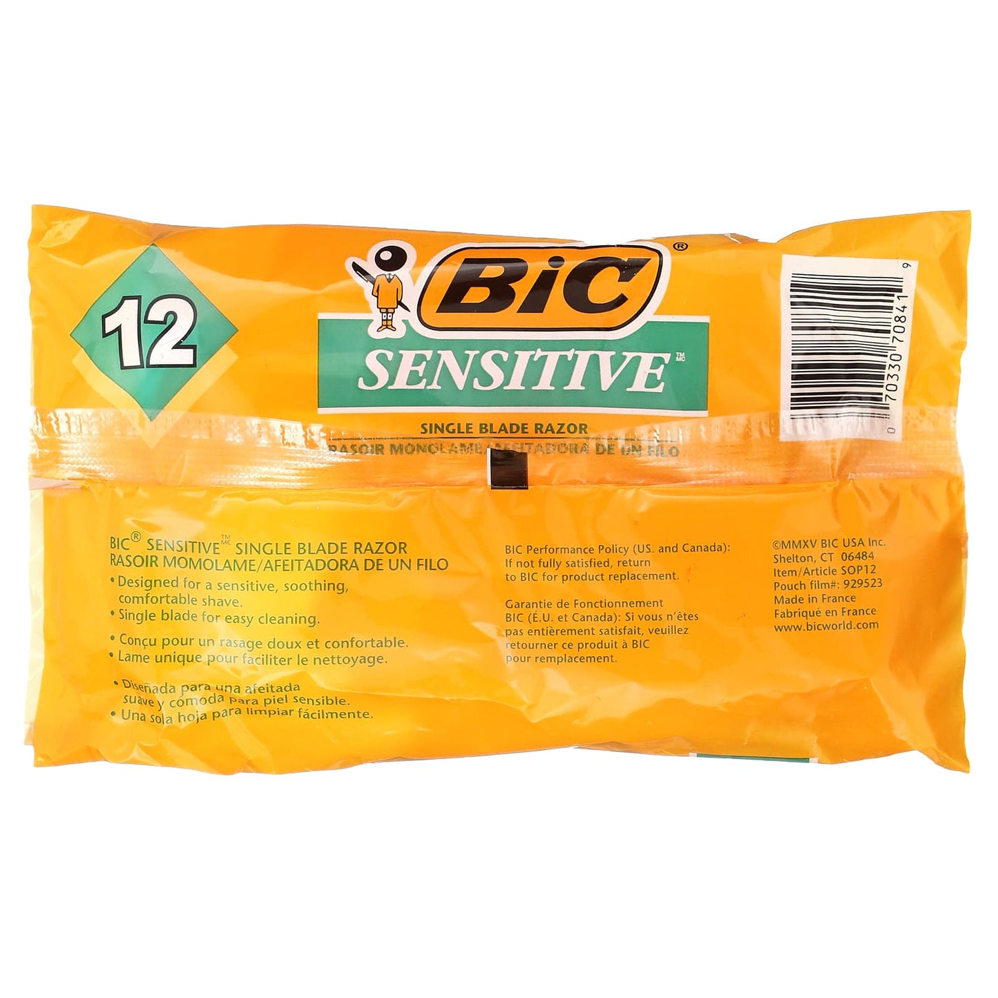BIC Sensitive Single Blade Disposable Razors, 12 Count, Comfortable Shave - Image 2