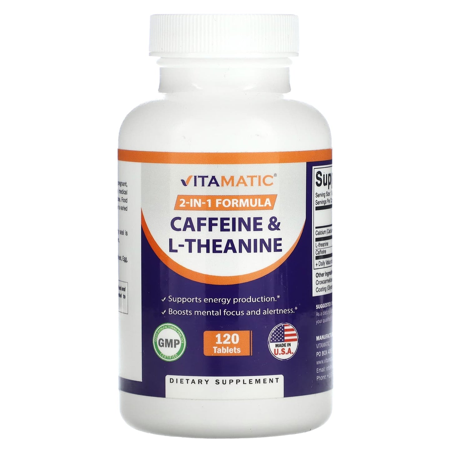 Vitamatic, Caffeine & L-Theanine, 120 Tablets - Image 1