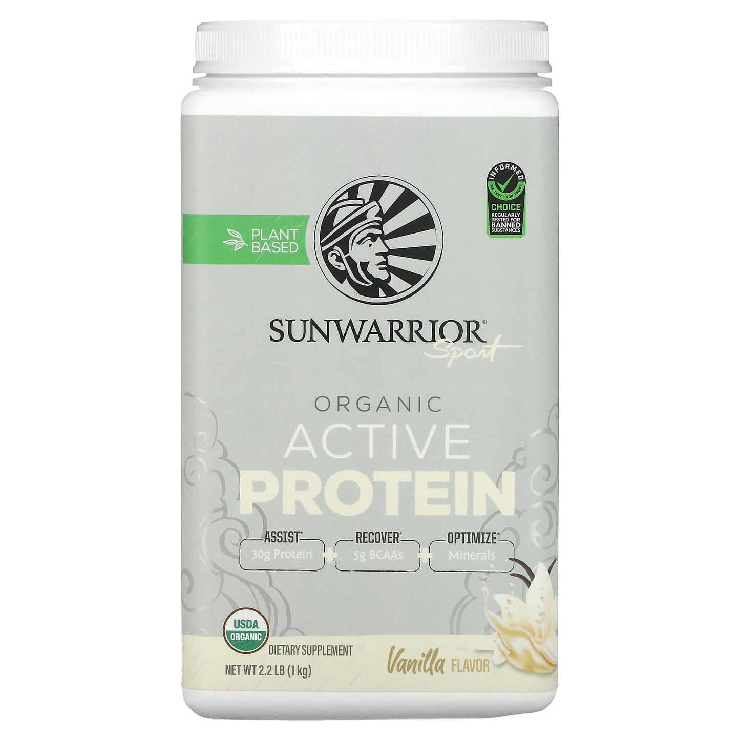 Sunwarrior, Sport, Organic Active Protein, Vanilla, 2.2 lb (1 kg) - Image 1