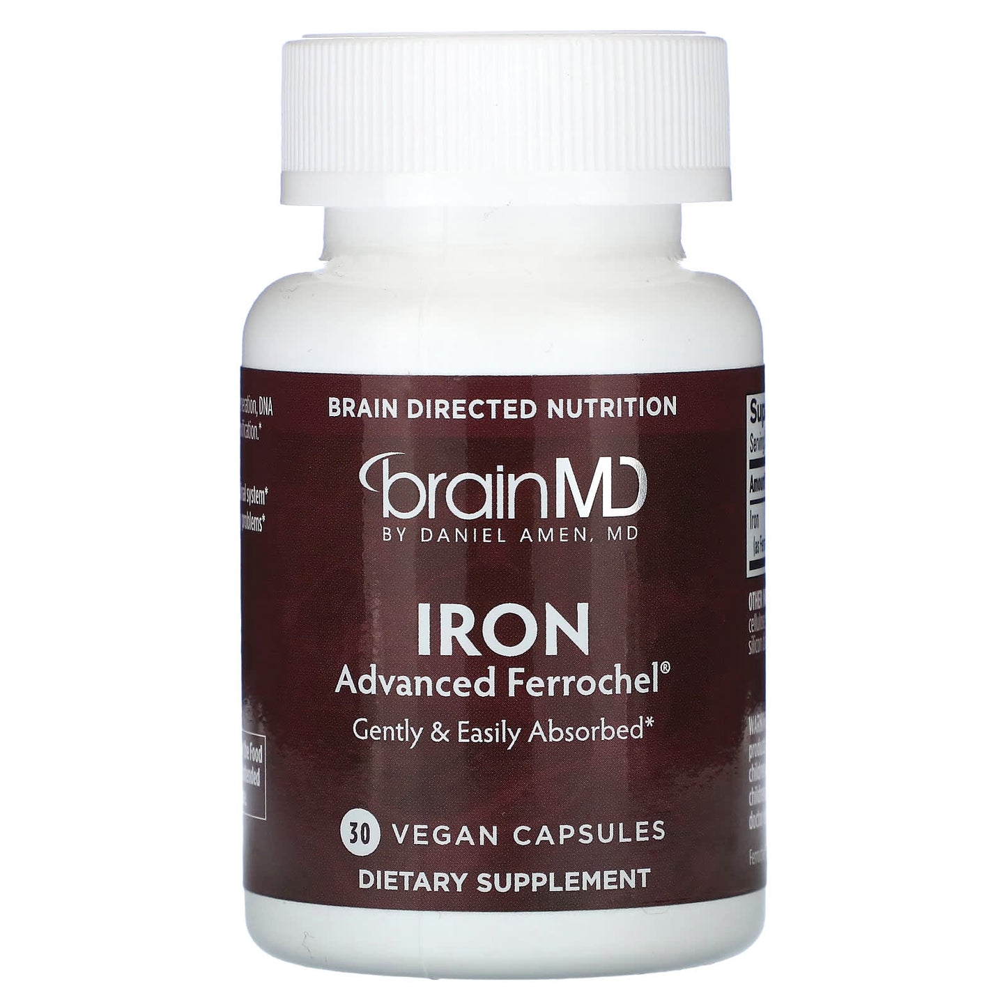 Boost Energy & Focus with BrainMD Iron, 30 Vegan Capsules, 25mg - Image 1