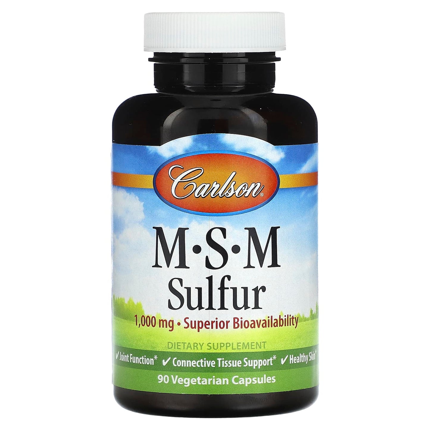 Carlson MSM Sulfur Supplement 1,000mg, 90 Capsules, Joint Health - Image 1
