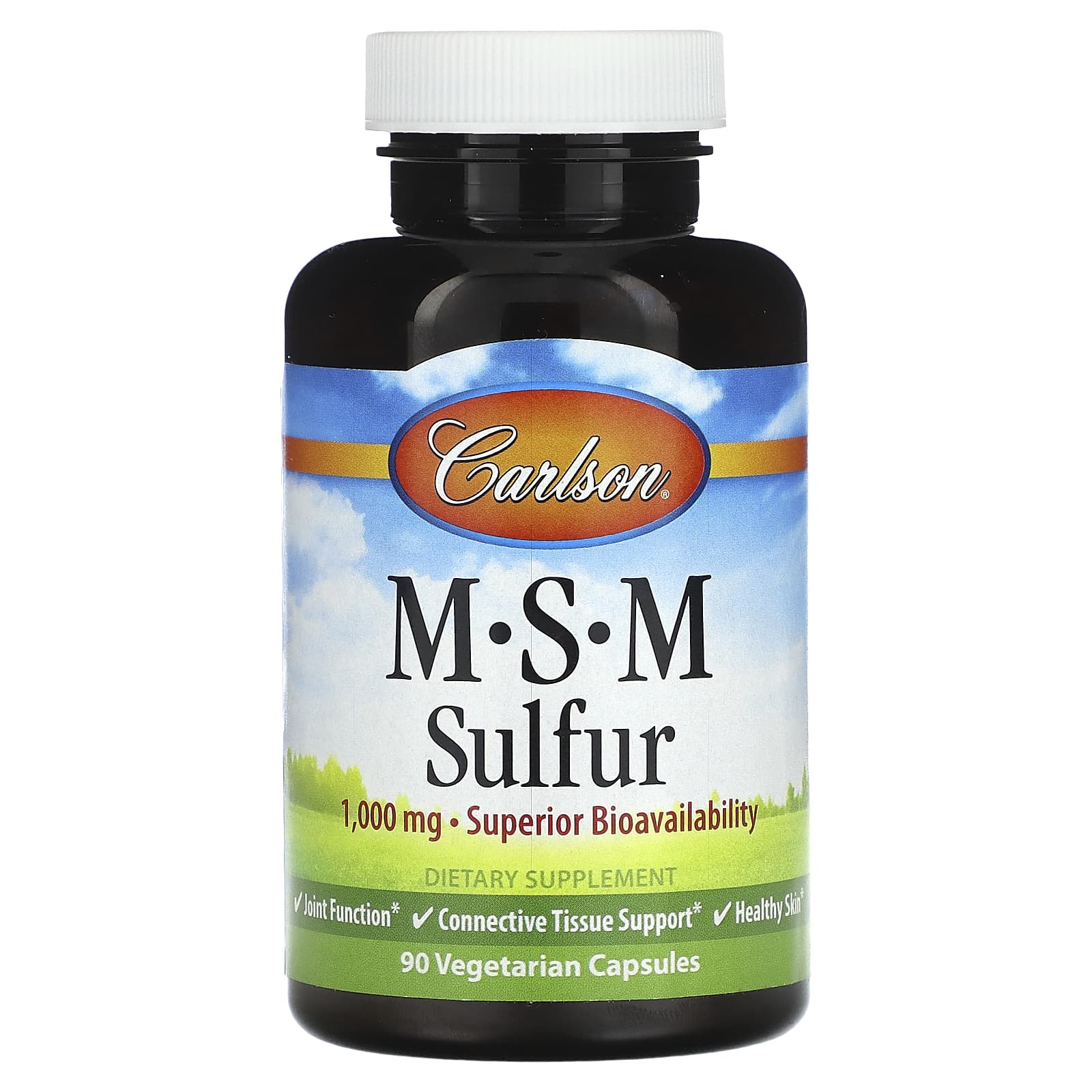Carlson MSM Sulfur Supplement 1,000mg, 90 Capsules, Joint Health - Image 1