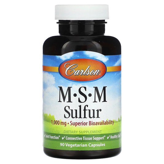 Carlson MSM Sulfur Supplement 1,000mg, 90 Capsules, Joint Health - Image 1