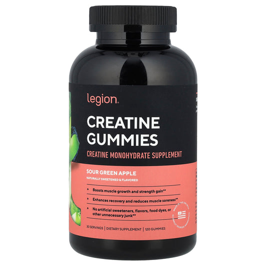 Legion Athletics, Creatine Gummies, Sour Green Apple, 120 Gummies