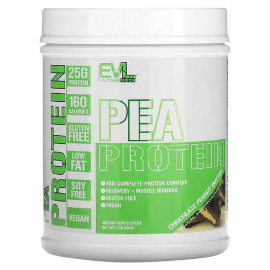 EVLution Chocolate Peanut Butter Pea Protein, 1 lb - Vegan, Soy Free & Gluten Free - Image 1