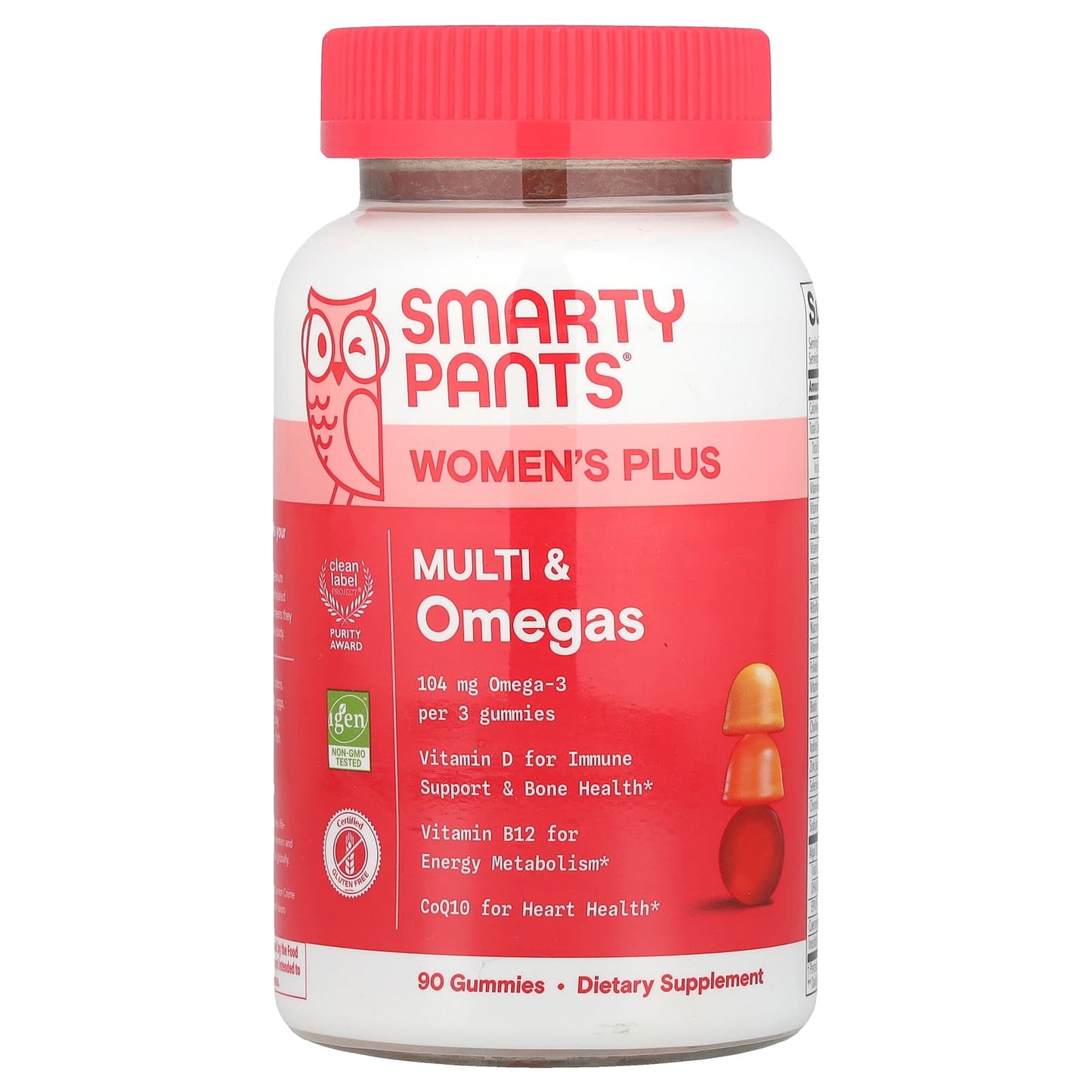 SmartyPants, Women's Plus, Multi & Omegas Gummies, Strawberry, Orange, and Lemon Creme, 90 Gummies - Image 1