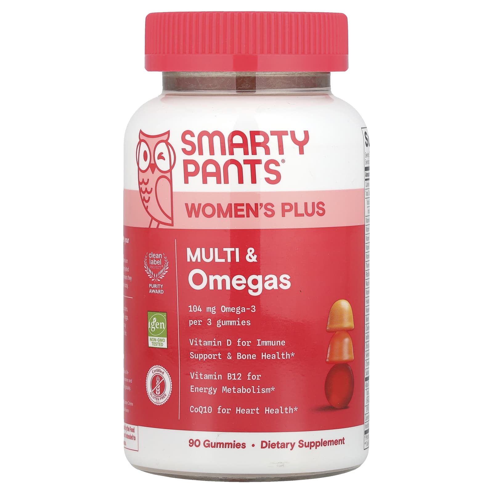 SmartyPants, Women's Plus, Multi & Omegas Gummies, Strawberry, Orange, and Lemon Creme, 90 Gummies - Image 1
