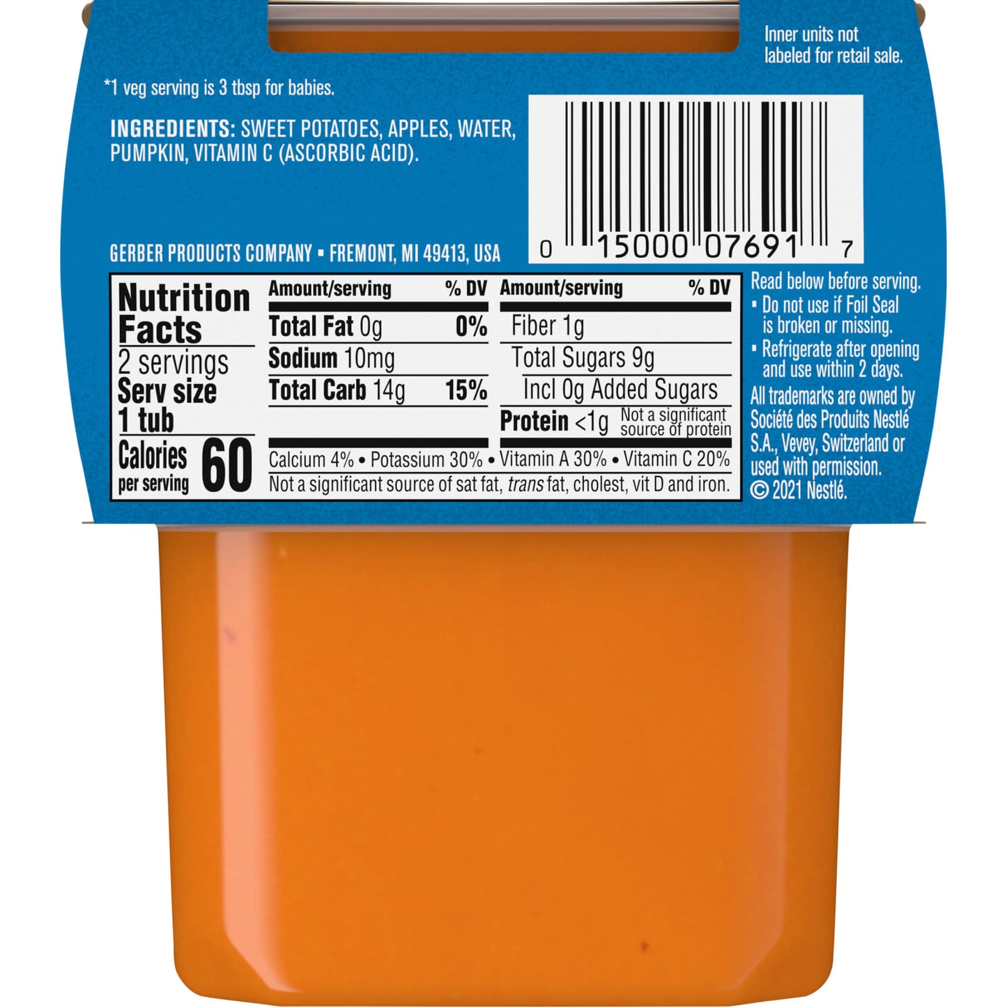 Gerber Natural Baby Food 2nd Foods Sweet Potato Apple Pumpkin 2 Pack - Image 2