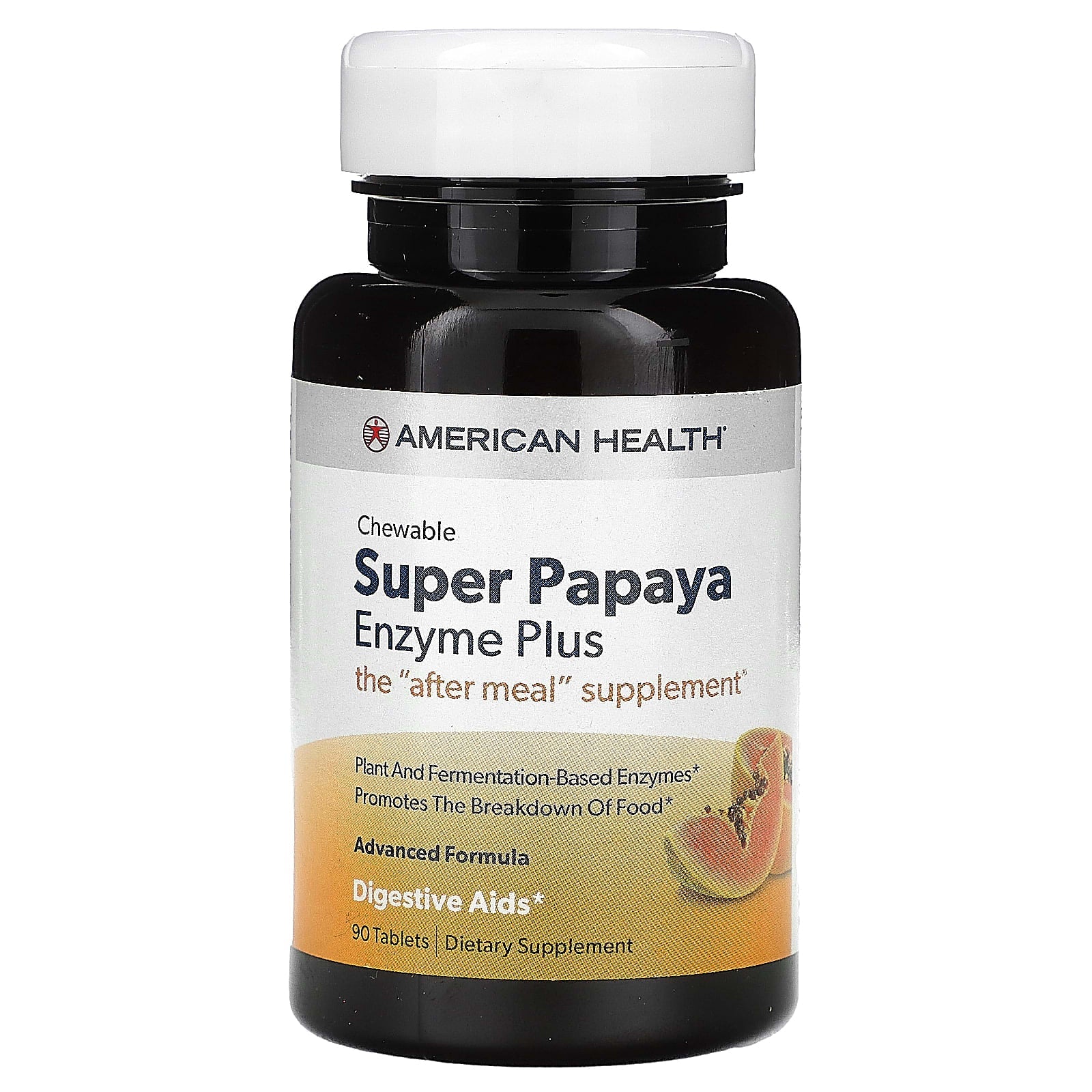 American Health Super Papaya Enzyme Plus Digestive Aid, 90 Tablets - Image 1