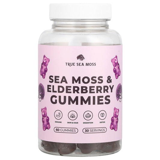True Sea Moss, Sea Moss & Elderberry Gummies , 60 Gummies - Image 1