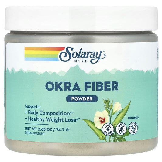 Solaray, Okra Fiber Powder, Unflavored, 2.63 oz (74.7 g) - Image 1