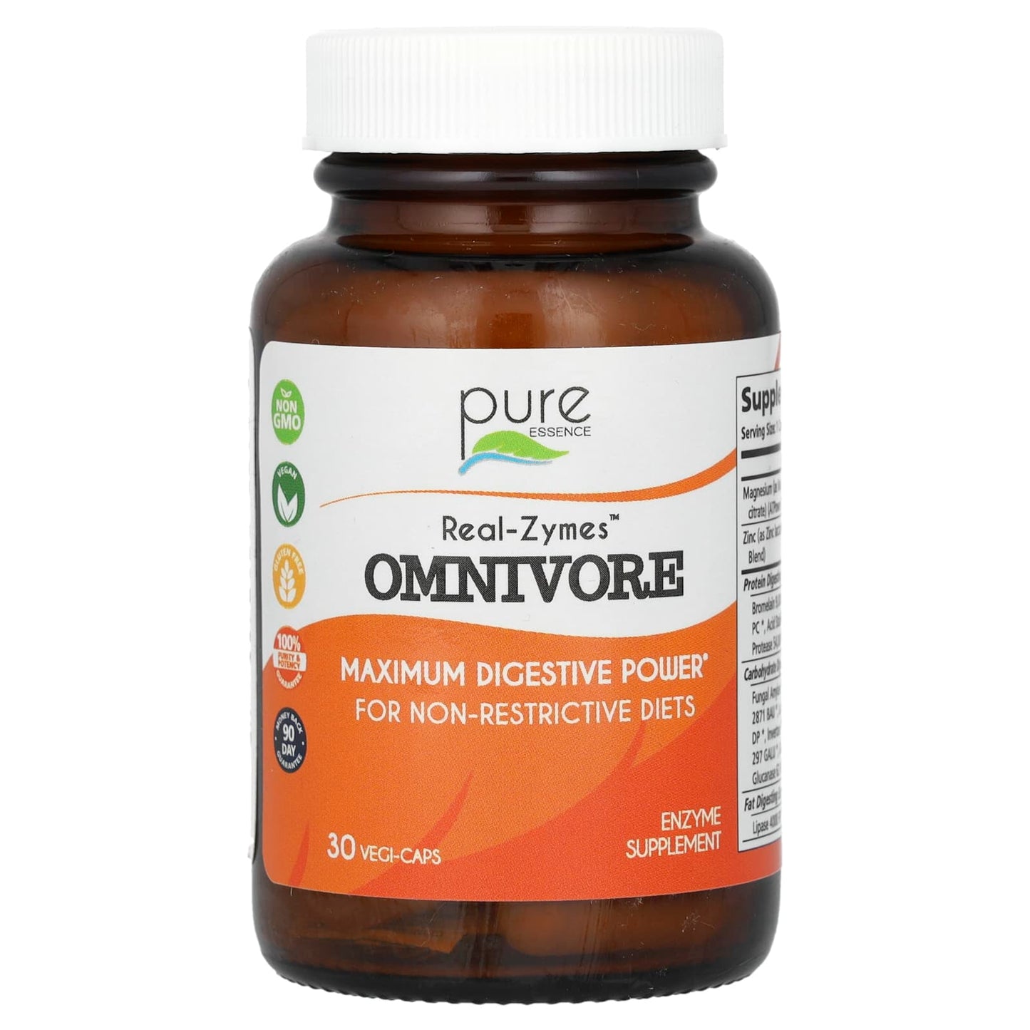 Pure Essence, Real-Zymes, Omnivore, 30 Vegi-Caps - Image 1