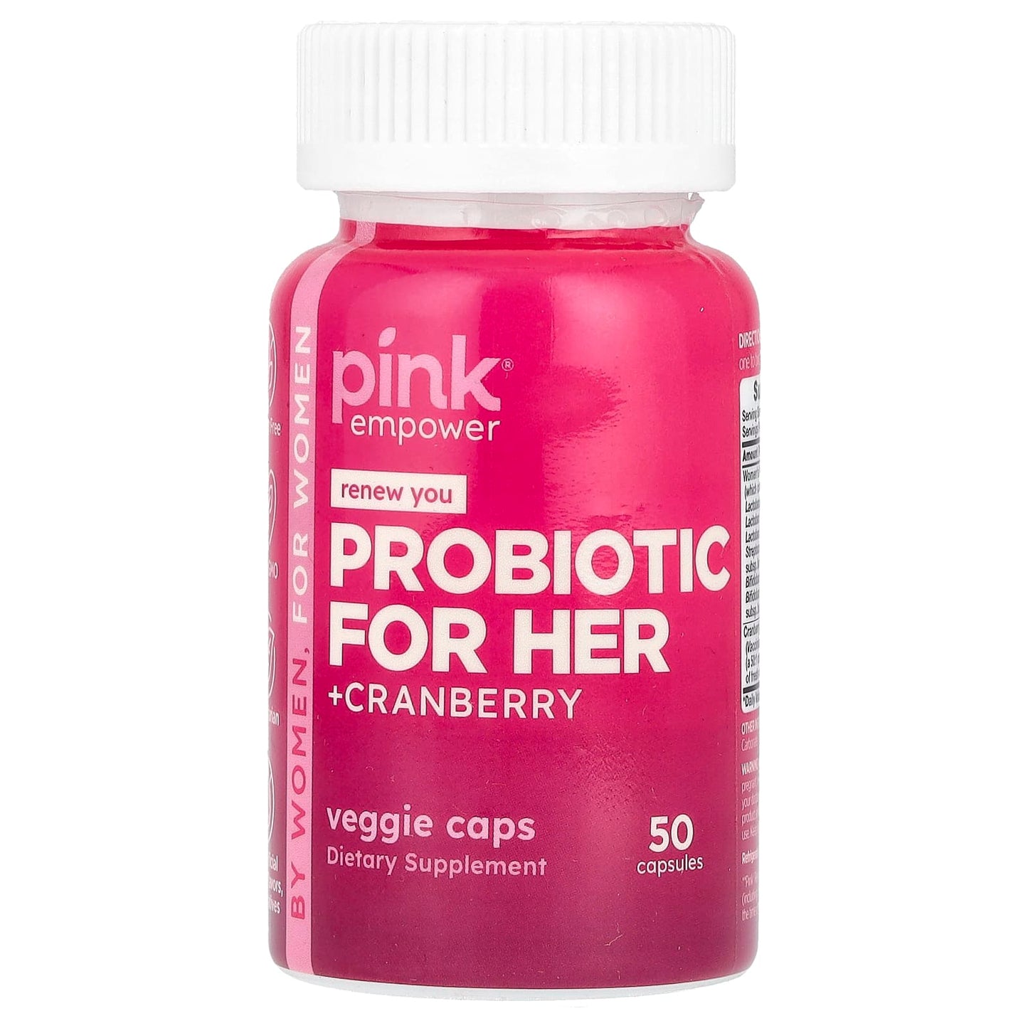 Pink, Probiotic for Her +Cranberry, 50 Capsules - Image 1