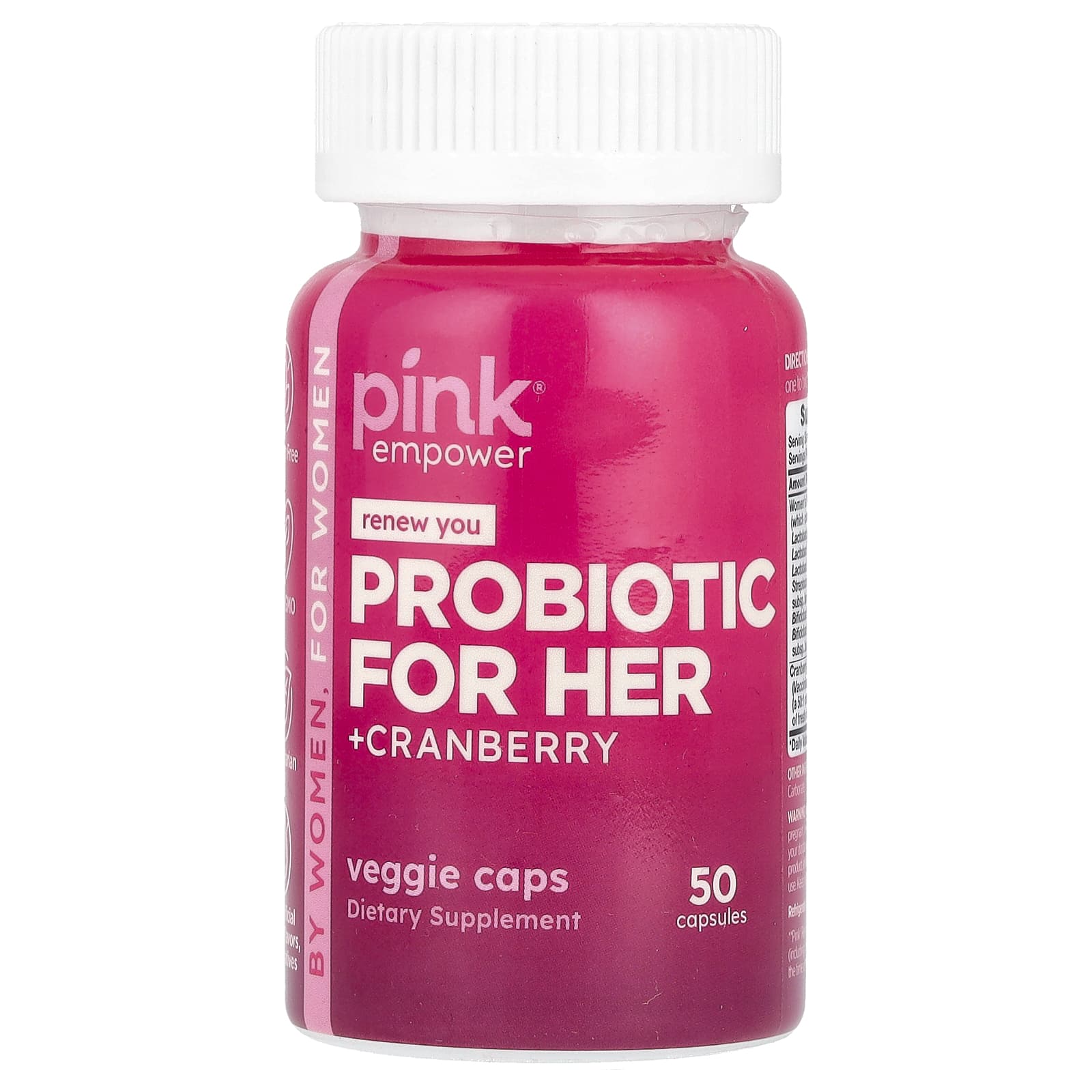 Pink, Probiotic for Her +Cranberry, 50 Capsules - Image 1